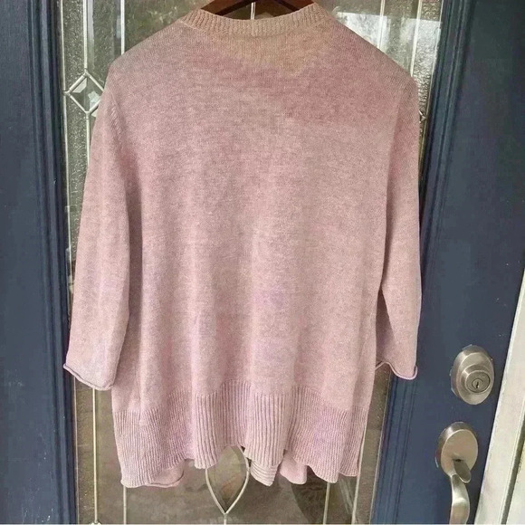 Eileen fisher 100% linen size large lavender mauve 3/4 length cardigan mint cond - Picture 6 of 11